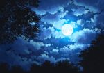  cloud cloudy_sky commentary day forest full_moon highres moon moonlight nature no_humans outdoors sakanamodoki scenery sky tree 