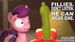  3d_(artwork) animal_genitalia animal_penis big_macintosh_(mlp) big_penis condom digital_media_(artwork) duo equine equine_penis female feral friendship_is_magic horn male mammal moorsheadfalling my_little_pony penis shocked source_filmmaker sugar_belle_(mlp) unicorn 