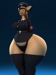  2017 3d_(artwork) abigail_roo anthro anthroanim big_butt breasts brown_hair butt clothed clothing digital_media_(artwork) female hair hi_res huge_butt hyper kangaroo mammal marsupial riding_crop simple_background smile solo thick_thighs uniform whip wide_hips 
