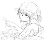  1girl arms_up boku_no_hero_academia dj eyebrows_visible_through_hair filthypaladin half-closed_eyes hat headphones jacket jirou_kyouka looking_to_the_side short_hair simple_background sketch solo white_background 