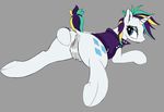  2017 anus blue_eyes clitoral_winking clitoris clothed clothing equine female feral friendship_is_magic graboiidz grey_background hair hi_res horn mammal multicolored_hair my_little_pony presenting presenting_anus presenting_pussy pussy rarity_(mlp) simple_background solo teats unicorn 