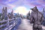  2016 anthro back_muscles cloud day faceless_male feline fence fur grey_fur grey_hair hair killian killianwalker lynx male mammal muscular nude short_tail sky snow snowing solo standing tree winter 