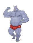 2017 5_fingers 5_toes anthro barefoot belly biceps biped blue_eyes boxer_briefs clothed clothing digital_media_(artwork) eddie_(evane) evane eyewear feet flexing front_view full-length_portrait furrybob glasses grey_belly grey_nipples grey_skin hi_res horn humanoid_feet humanoid_hands male mammal musclegut muscular muscular_male navel nipples pecs plantigrade portrait pose red_bottomwear red_clothing red_underwear rhinoceros signature simple_background smile solo standing toes topless underwear white_background white_horn 