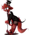  2017 anthro canine caramelcraze digital_media_(artwork) ear_piercing five_nights_at_freddy&#039;s fox foxy_(fnaf) fur hat hi_res male mammal piercing simple_background solo top_hat video_games 