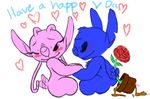  &lt;3 2010 alien angel_(lilo_and_stitch) antennae blue_body blush chest_tuft colored_sketch cute digital_drawing_(artwork) digital_media_(artwork) disney duo experiment_(species) eyelashes flower half-closed_eyes hand_holding head_tuft holding_flower holding_object holidays lilo_and_stitch mickeymonster notched_ear pink_body plant potted_plant restricted_palette romantic_couple rose simple_background smile stitch tailwag tuft valentine&#039;s_day white_background 