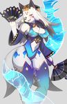  &diams; 2017 2_tails amber_eyes anthro armwear bedroom_eyes big_breasts big_thighs biped black_fur black_hair black_nose black_tail blonde_hair blue_armwear blue_clothing blue_legwear blue_markings blush bodysuit breasts canine chest_tuft cleavage clothed clothing detached_sleeves digital_drawing_(artwork) digital_media_(artwork) dipstick_tail eyelashes facial_markings female fingerless_(marking) folding_fan fox front_view fur glowing glowing_clothing grey_background hair half-closed_eyes hand_fan hat holding_fan holding_object holding_weapon invalid_color japanese kemono kyuuri legwear long_hair long_tail looking_at_viewer mammal markings melee_weapon multi_tail multicolored_tail navel nipple_bulge open_mouth open_smile portrait seductive shawl shirt_collar shoulder_tuft simple_background skinsuit slim small_waist smile solo standing suit_symbol thigh_highs three-quarter_portrait tight_clothing tokin_hat tuft war_fan weapon white_fur white_hair white_tail 