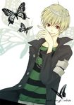  artist_request belphegor_(reborn) blonde_hair katekyo_hitman_reborn! looking_at_viewer male_focus shirt smile solo striped striped_shirt tiara 