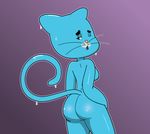  black_eyes blanagami breasts butt cartoon_network cat feline female invalid_tag mammal nicole_watterson nude one_eye_closed open_mouth solo sweat the_amazing_world_of_gumball 