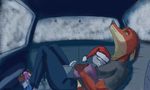  2016 anthro brokeguy21 canine christmas claws clothing cuddling disney duo eyes_closed female fox fur gloves_(marking) green_eyes hat hi_res holidays judy_hopps lagomorph looking_up lying male mammal markings nick_wilde on_back pants rabbit santa_hat shirt size_difference sleeping smile snow toe_claws winter zootopia 