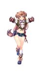  boots dog_paws formation_girls full_body gloves highres kokka_han leika_fyodrina_ermakova long_hair looking_at_viewer midriff navel official_art paws short_shorts shorts solo transparent_background 