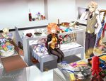  2017 2girls :d artoria_pendragon_(all) bedroom black_gloves black_legwear black_neckwear black_pants black_shorts blonde_hair box bracelet cake closed_eyes fate/grand_order fate_(series) food fujimaru_ritsuka_(female) gift gift_box gloves green_eyes green_hair half_gloves hand_on_hip heart-shaped_cake heart-shaped_food holding indoors jekyll_and_hyde_(fate) jewelry kiyohime_(fate/grand_order) long_hair looking_at_viewer multiple_girls neck_ribbon neckerchief one_side_up open_mouth orange_hair orange_shirt pants pantyhose red_ribbon ribbon saber shirt shoochiku_bai short_hair short_shorts shorts sitting smile standing sweatdrop thighhighs valentine white_legwear white_shirt 