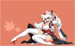 animal_ears arm_up armpits bad_id bad_twitter_id breasts cleavage closed_mouth curvy detached_sleeves eyebrows_visible_through_hair geta hat huge_breasts inubashiri_momiji japanese_clothes kourindou_tengu_costume legs looking_at_viewer no_panties obi pelvic_curtain pixel_art pom_pom_(clothes) red_eyes ribbon-trimmed_sleeves ribbon_trim sash sitting smile solo sword tail takorin thighhighs tokin_hat touhou weapon white_hair white_legwear wide_hips 