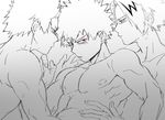  3boys bakugou_katsuki boku_no_hero_academia kirishima_eijirou lifting looking_at_viewer male_focus multiple_boys muscle nude yaoi 