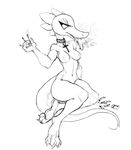  alligator anthro bea_(nitw) black_and_white breasts cigarette claws crocodilian eyelashes female guoh jewelry match monochrome necklace night_in_the_woods nipples nude reptile scalie smoking solo toe_claws 