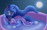  2018 dusthiel equine female feral friendship_is_magic hair horn looking_at_viewer mammal moon my_little_pony night princess_luna_(mlp) sky smile solo unicorn 