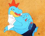  alligator belly clothing crocodile crocodilian croconaw cum cute male nintendo penis pkmn pok&eacute;mon pre-evolution reptile scalie school_uniform seymor totodile uniform video_games 