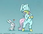  &lt;3 2017 ambiguous_gender bunny_costume clothed clothing costume duo el-yeguero equine feral fluttershy_(mlp) friendship_is_magic green_background hair horse lagomorph mammal my_little_pony pink_hair pony rabbit simple_background smile wings 