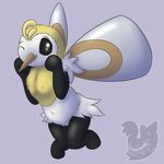  antennae anthro anthrofied arthropod barefoot bee_fly black_skin chest_tuft cute cutiefly erect_nipples female fly flying fur head_tuft insect insect_wings navel nintendo nipples nude one_eye_closed pok&eacute;mon posexe pussy simple_background solo tuft video_games watermark white_background white_fur wings wink yellow_fur 