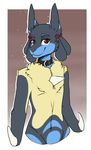  2017 anthro canine lucario male mammal nintendo pok&eacute;mon rhinestoneelemental semi-anthro simple_background solo tagme video_games zavender 