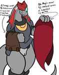  2017 aliasing anthro armor bottomless breastplate clothed clothing digital_media_(artwork) divinity:_original_sin_2 english_text female lizard pussy reptile scalie simple_background solo text trout_(artist) video_games 