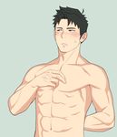  1boy abs blush itto_(mentaiko) looking_away male_focus muscle original pecs solo sweat tagme topless 