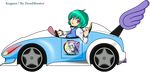  aqua_hair car deadmaster373 driving ground_vehicle heterochromia long_sleeves looking_at_viewer mario_(series) mario_kart motor_vehicle pointing self_upload short_hair super_mario_bros. tatara_kogasa third-party_edit tongue tongue_out touhou transparent_background 