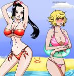  2girls areolae boa_hancock breasts cleavage huge_breasts marguerite multiple_girls nipples one_piece open_mouth uncensored 