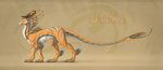  digital_media_(artwork) feathers feral horn keltaan lizard orange_skin reptile scalie solo standing 