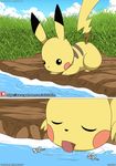  comic drinking drinking_water eyes_closed grass hi_res lake licking male mammal mouse nintendo outside patreon pikachu pok&eacute;mon rodent sipping tongue tongue_out video_games water winick-lim 