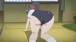  00s 1girl all_fours animated animated_gif ass black_hair buruma gym_uniform kanokon minamoto_chizuru solo sportswear 