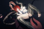  anthro breasts clothing darkness durabelle female forked_tongue fruitbloodmilkshake fur hair lagomorph mammal monster nipples pussy rabbit red_hair rubber simple_background tentacles tongue torn_clothing white_fur 