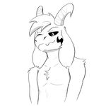  2017 anthro asriel_dreemurr bedroom_eyes black_sclera boss_monster caprine clothed clothing digital_media_(artwork) dmmonty floppy_ears fur general: goat god_of_hyperdeath hair half-closed_eyes hi_res horn long_ears looking_at_viewer male mammal seductive smile solo topless undertale video_games white_fur 