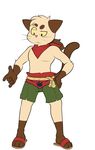  anthro cat clothed clothing eroborus feline flat_colors flip_flops front_view hand_on_hip hi_res male mammal neckerchief shorts singhani solo standing topless unsure whiskers 
