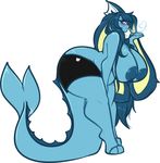  &lt;3 anthro anthrofied areola big_breasts big_butt big_ears big_tail blowing_kiss blue_areola blue_body blue_fur blue_hair blush breasts butt canine clothing eeveelution female fur hair hi_res huge_breasts huge_butt leaning leaning_forward long_hair long_tail looking_at_viewer looking_back mammal nintendo obese overweight pok&eacute;mon pok&eacute;morph purple_eyes scalie simple_background smile solo tehbuttercookie underwear vaporeon video_games voluptuous white_background wide_hips 