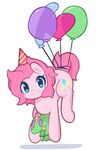  2017 alligator ambiguous_gender balloon blue_eyes crocodilian cutie_mark duo earth_pony equine female feral friendship_is_magic gummy_(mlp) hair hat hi_res horse looking_at_viewer mammal my_little_pony party_hat pink_hair pinkcappachino pinkie_pie_(mlp) pony reptile scalie simple_background smile white_background 
