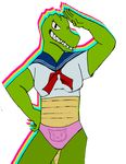  clothing crocodile crocodilian dragovich female reptile scalie shirt solo underwear 