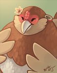  2017 avian bird bust_portrait chicken female feral flower plant portrait sepia_(artist) simple_background smile solo 
