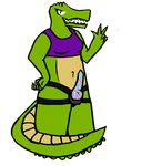  alpha_channel bottomless bra clothed clothing crocodile crocodilian dildo dragovich female green_scales partially_clothed reptile scales scalie sex_toy simple_background solo strapon transparent_background underwear 
