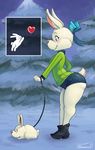  &lt;3 2015 anthro blush boots bow breasts brother brother_and_sister bunbun_npc_(undertale) cinnamon_(undertale) clothing dawmino digital_media_(artwork) duo_focus female feral footwear fur group hair_bow hair_ribbon hi_res lagomorph leash mammal outside rabbit red_eyes ribbons shorts sibling sister smile snow sweater thick_thighs tree undertale video_games white_fur 