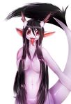  black_hair breasts dragon female hair nude red_eyes solo tongue ほっぴんぐ 