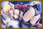  bra breasts elmina_ex eushully madou_koukaku nipples open_shirt pantsu skirt_lift sword thighhighs weapon yakuri 