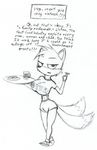  2008 anthro big_breasts breasts clothing crossgender hooters looking_at_viewer miles_prower monochrome multi_tail norithics shirt shorts sketch sonic_(series) uniform 