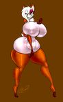  2016 anthro big_breasts breasts brown_background cervine clothing deer female hourglass_figure huge_breasts looking_at_viewer mammal nipple_bulge saliant simple_background smile solo thick_thighs tight_clothing vixen_whitetail voluptuous white-tailed_deer wide_hips 