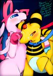  ... 2018 ambigious_gender ampharos begging begging_pose blue_eyes blush canine collar cum cum_in_mouth cum_inside cum_on_body cum_on_face cum_on_tongue dialogue digital_media_(artwork) duo eeveelution english_text female feral fur hi_res leash male mammal nintendo open_mouth orange_eyes petplay pink_ears pink_fur pink_paws pink_tail pok&eacute;mon pok&eacute;mon_(species) pussy ribbons roleplay simple_background slit sylveon text tongue video_games visionaryserpent white_fur 