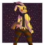  abigail_(potoobrigham) anthro autumn butt clothing costume female halloween holidays leggings legwear looking_back mimikyu nintendo pattern patterned_background pok&eacute;mon potoobrigham rear_view scarf video_games 