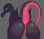  2017 anthro anus bedroom_eyes bent_over black_skin butt dripping eyelashes female grey_background half-closed_eyes looking_at_viewer looking_back nintendo nude pink_skin pok&eacute;mon presenting presenting_anus presenting_hindquarters presenting_pussy purple_eyes pussy pussy_juice pussy_juice_string raised_tail reptile salazzle scalie seductive simple_background smile solo somescrub thick_thighs video_games wet 