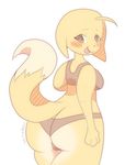  2017 big_butt blush bra brown_eyes butt clothing digital_drawing_(artwork) digital_media_(artwork) female fur kacheek napdust neopets panties simple_background solo tongue tongue_out underwear white_background wide_hips yellow_fur 