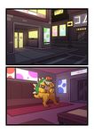  anthro bowser city collar comic hair japanese_text komponi koopa male mario_bros muscular nightclub nintendo nude scalie sitting solo text thick_thighs video_games 