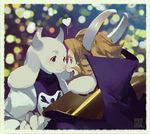  &lt;3 asgore_dreemurr beard boss_monster caprine delta_rune duo facial_hair fangs fur goat horn long_ears mammal ovopack toriel undertale video_games white_fur 