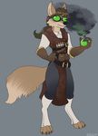  alchemist bottle canine clothing dbd eyewear fox goggles male mammal potion pouch salvo smoke solo 